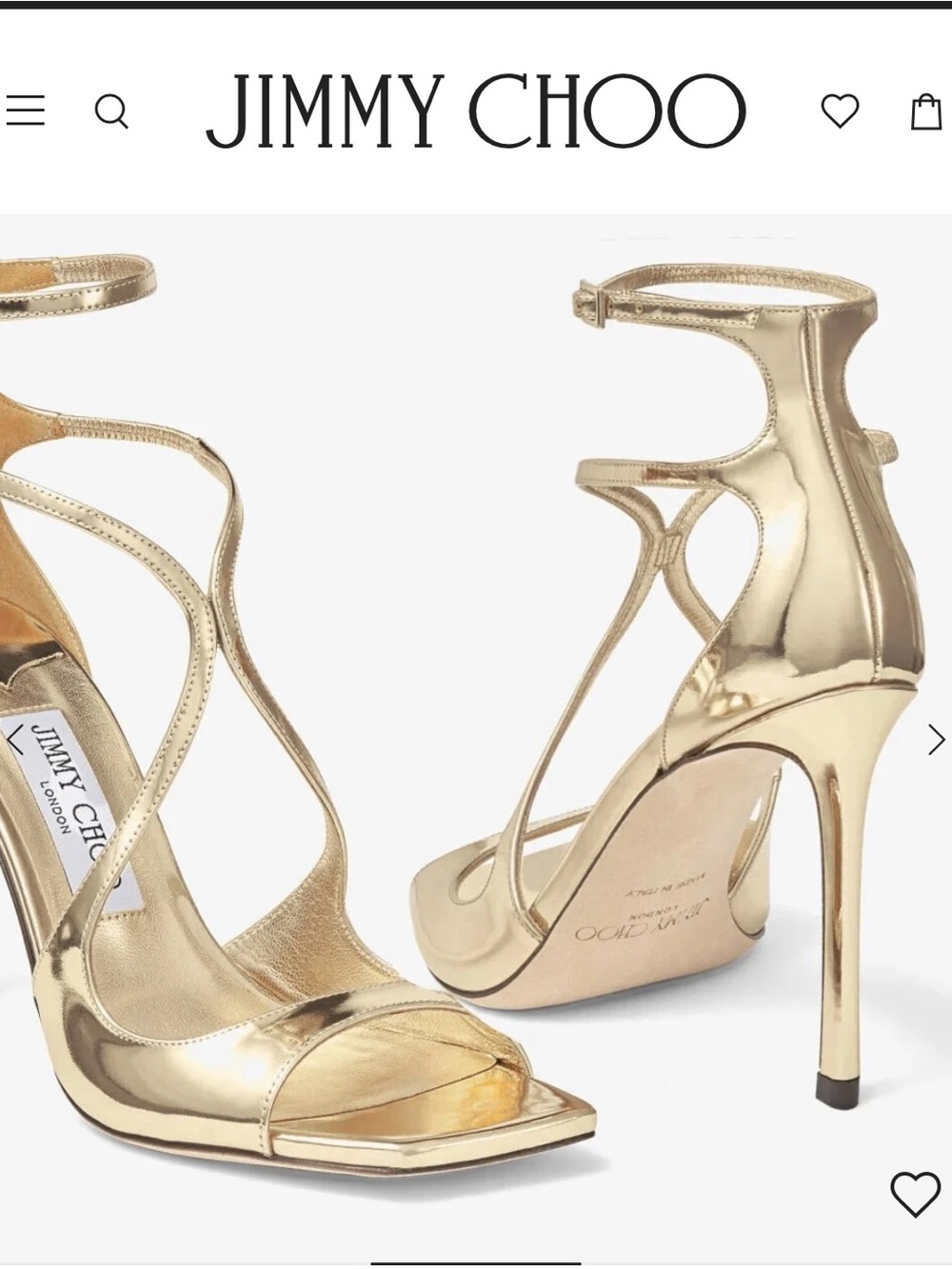Jimmy Choo Gold Metallic Ankle-Strap Stiletto Sandals - Picture 3 of 3